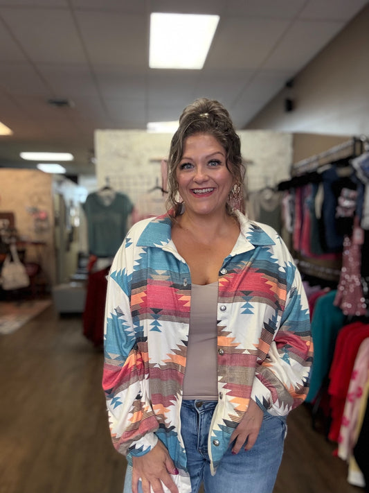 Super soft Aztec jacket shacket
