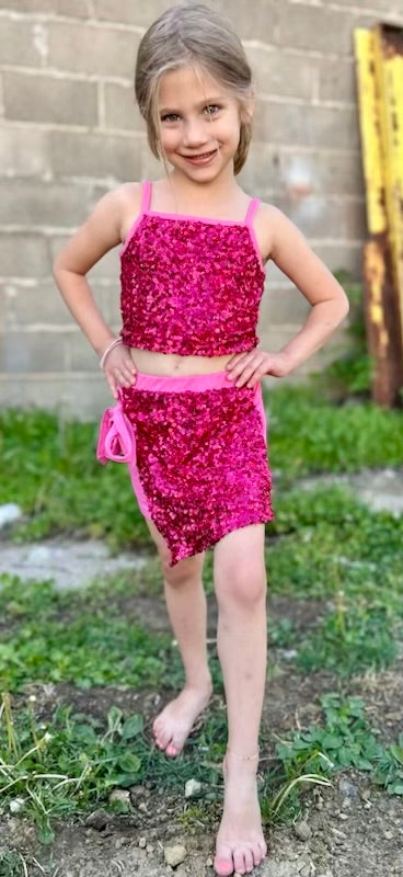 Kids Sequin Tank and Skirt Set