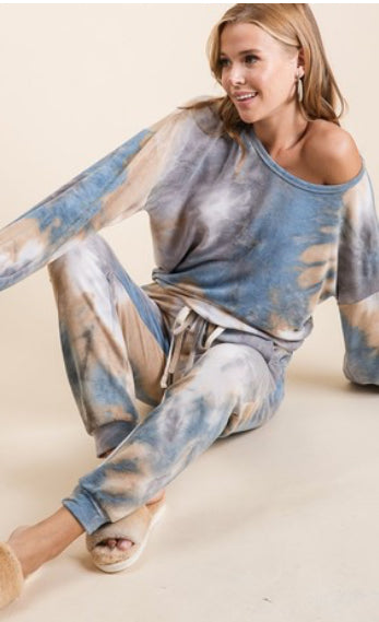 Tie Dye French Terry Top And Bottom Set