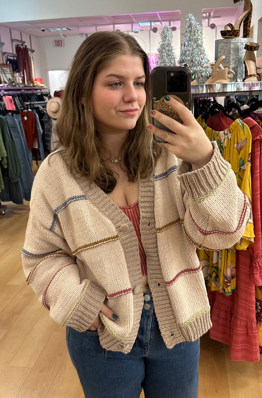 Soft Multicolored Chenille Cardigan