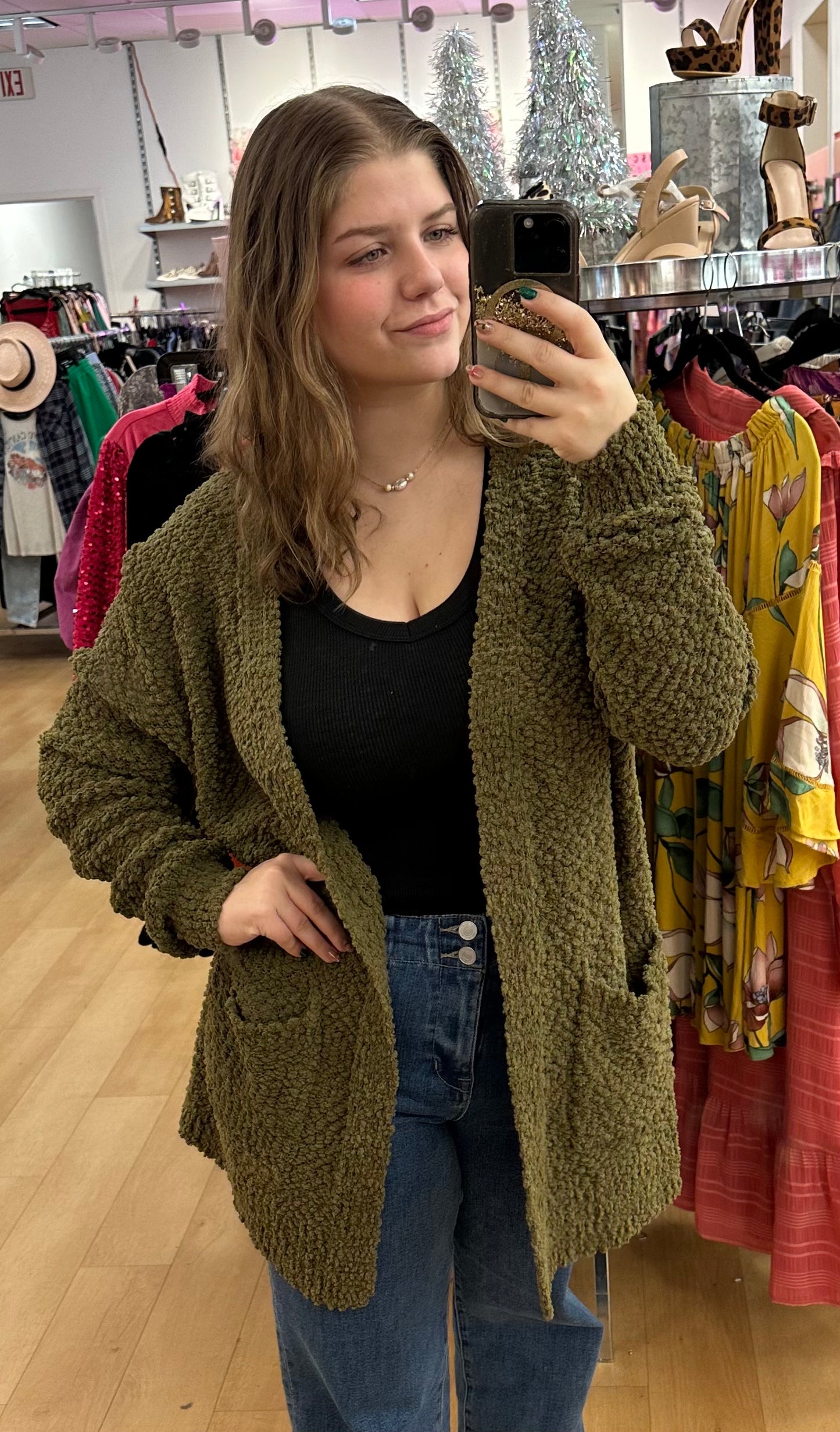 Popcorn cardigan with pockets