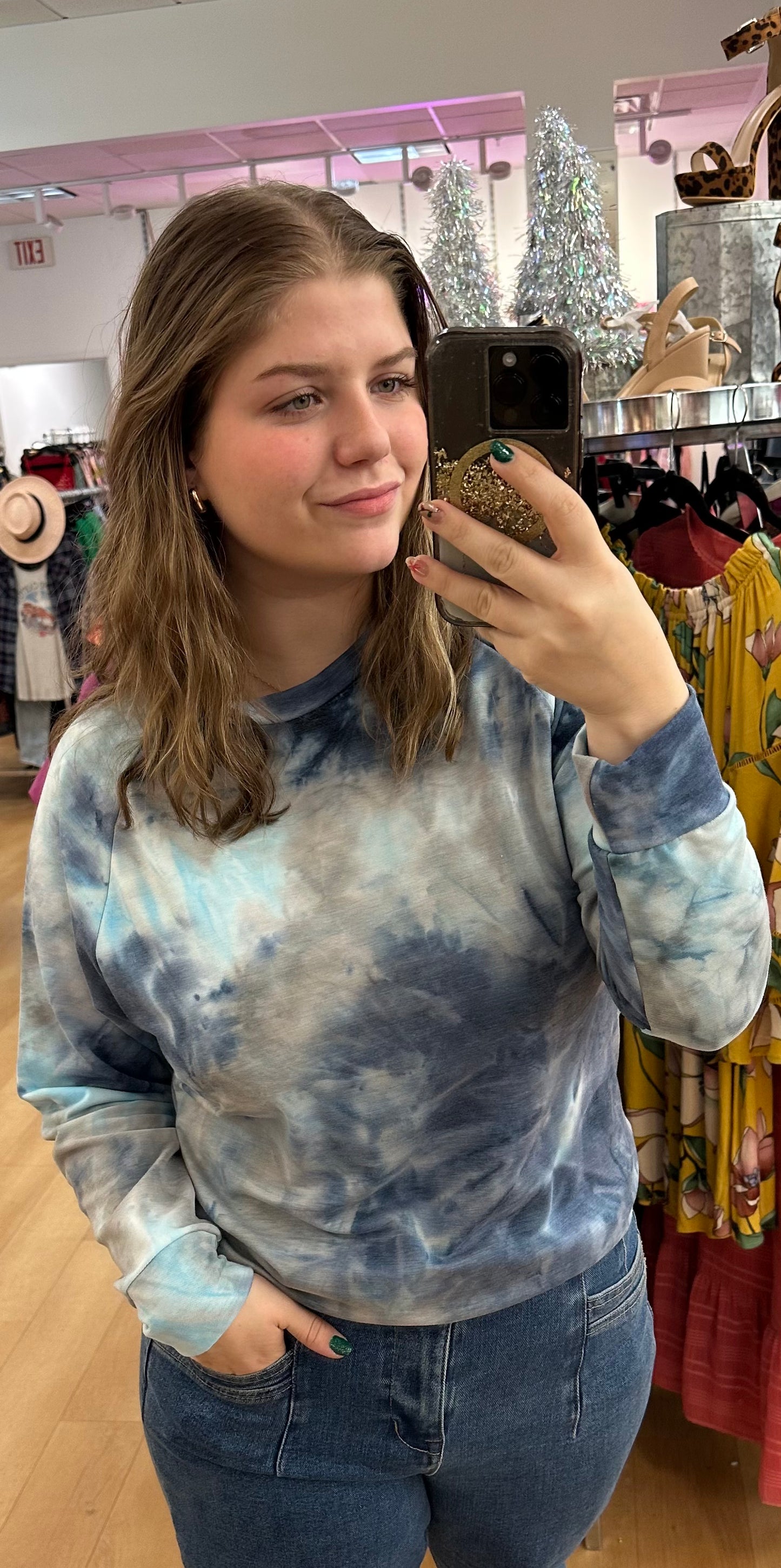 Blue tie-dye sweatshirt