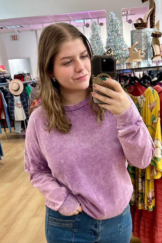 Acid washed purple sweatshirt