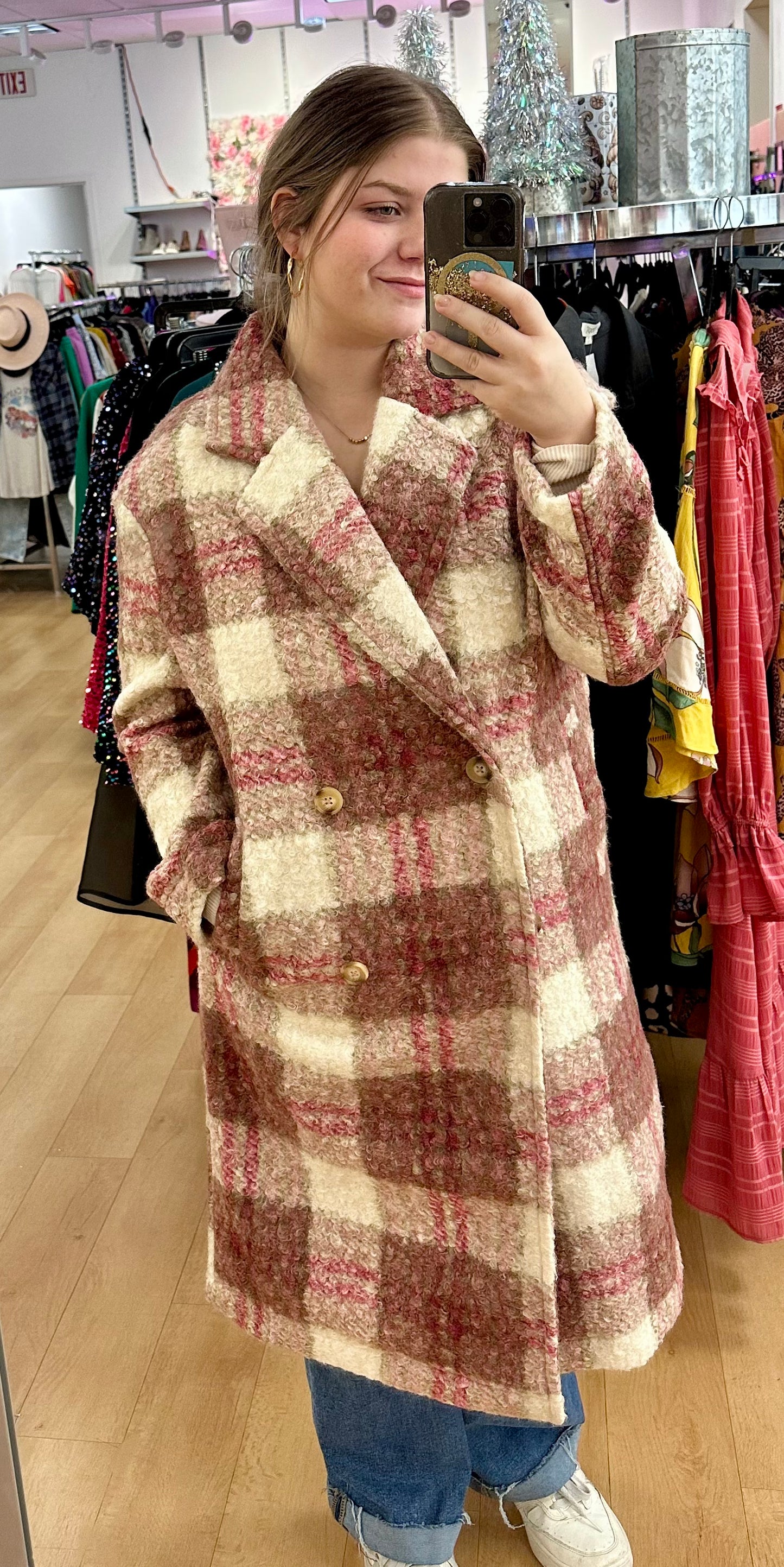 Warm mix rose long coat