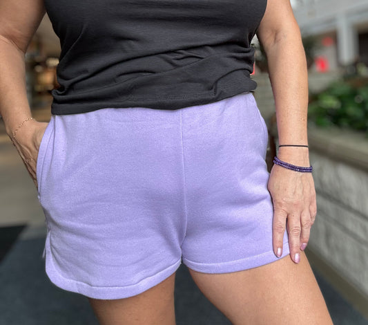 Fleece Elastic Waistband Dolphin Shorts