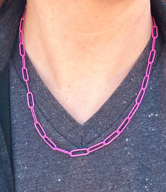 Fuchsia Chain Link Necklace