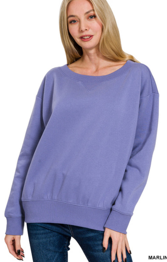 Fleece Boat Neck Sweatshirt