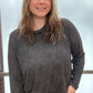 acid wash ribbed long sleeve top