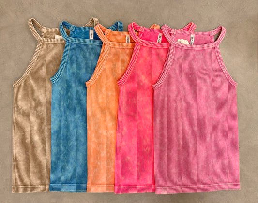 Stone Washed Ribbed Seamless Cami Top