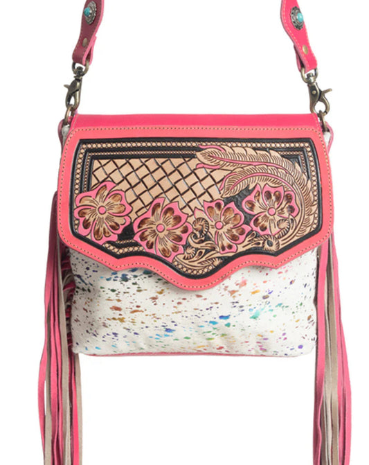 Rosa Verde Hand-Tooled Bag// Myra
