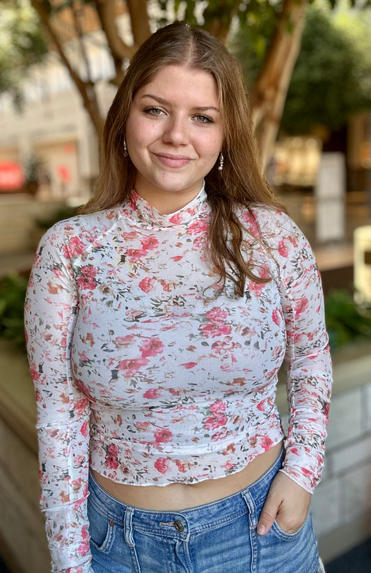 Floral Mesh Layering Shirt