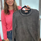 acid wash ribbed long sleeve top
