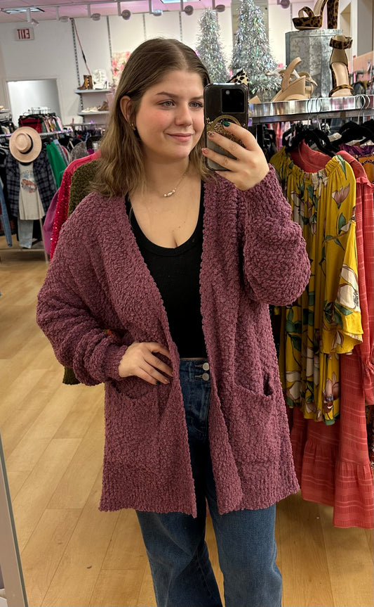 Popcorn cardigan with pockets