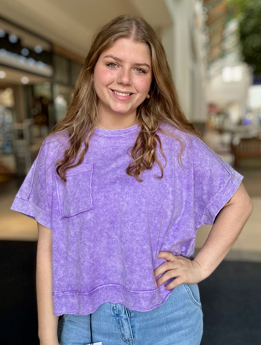 Halo Snow Washed Oversized Crop Box Tee