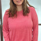 acid wash ribbed long sleeve top