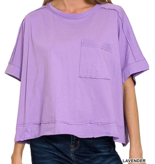 Exposed Seam Oversized Crop Box Tee