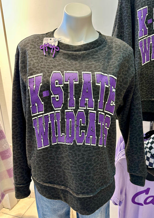 Dark Cheetah K-State Wildcats Crewneck
