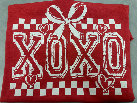 "XOXO" Checker Bow T-Shirt