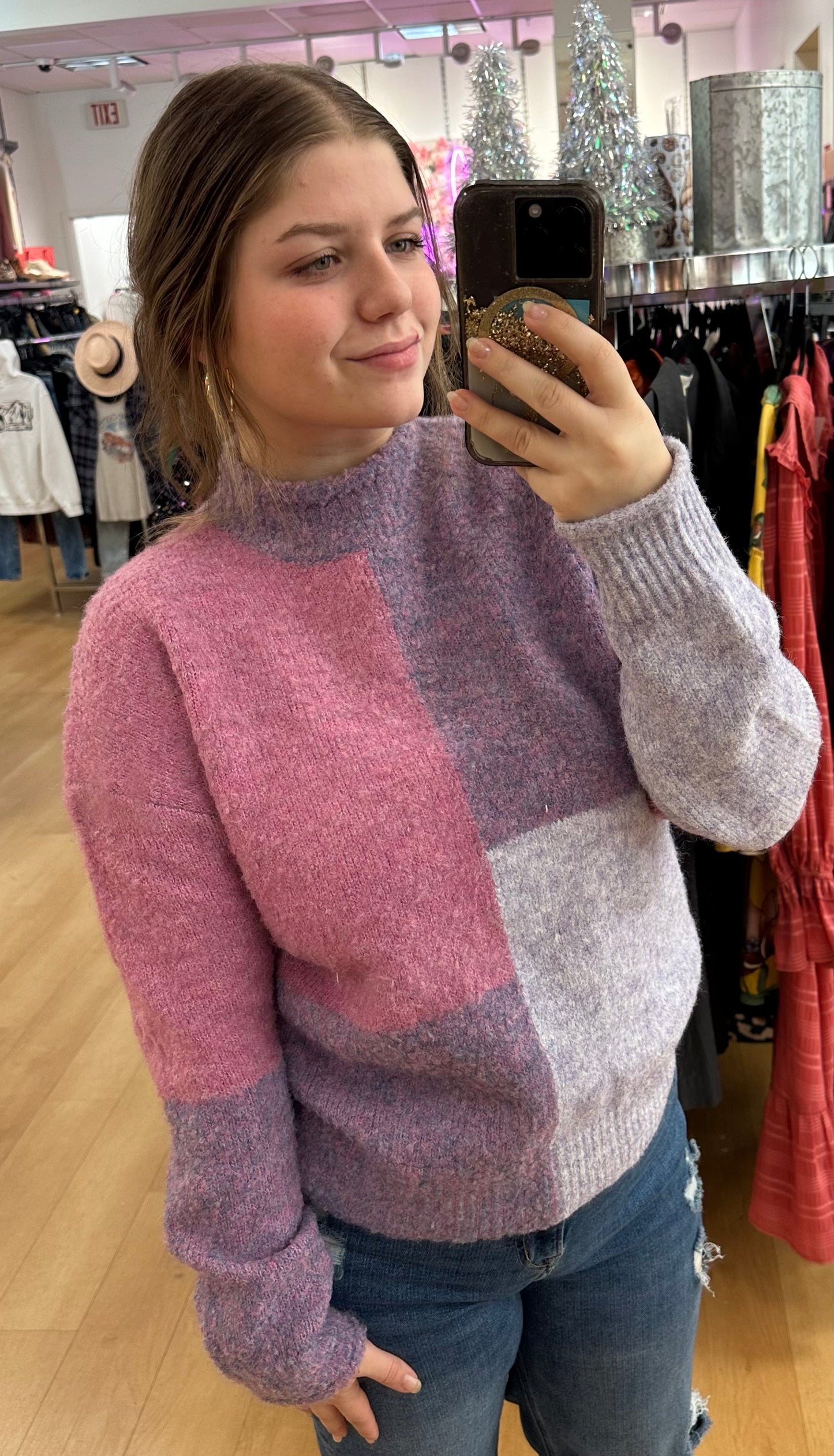 color blocked cozy sweater