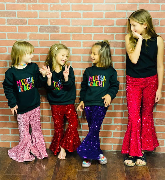 Girls Flare Sparkly Party Pants