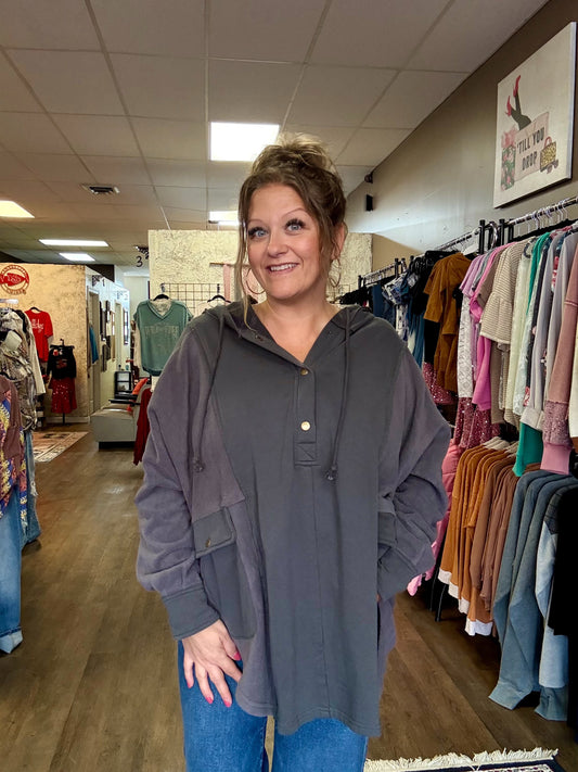 Oversized Gray hoodie.