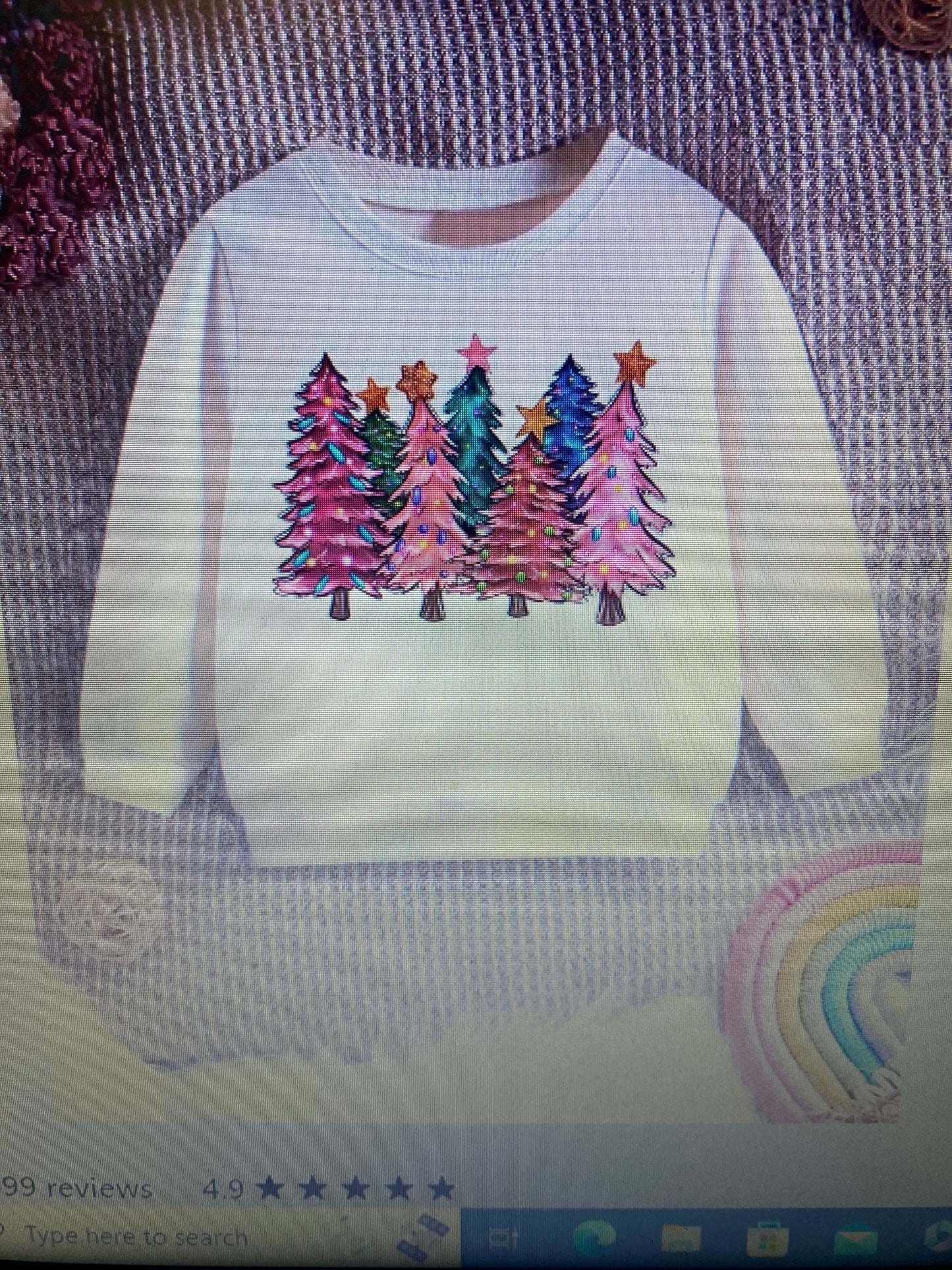 Girls Cute Christmas Colorful Trees Print Casual Long Sleeve Sweatshirt,