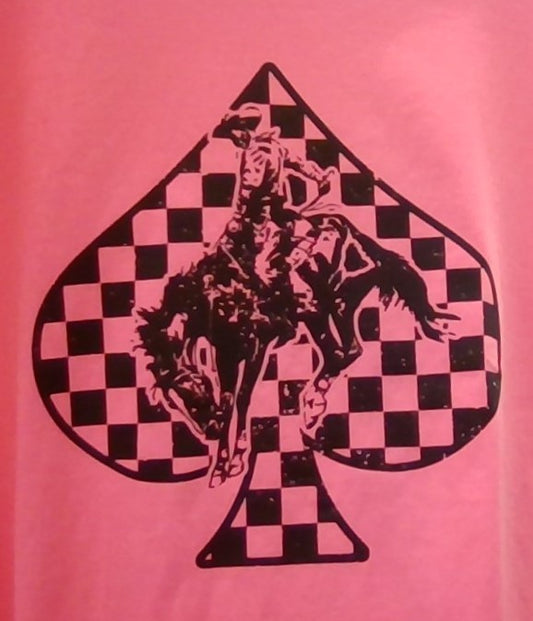 Hot Pink Checkered Cowboy Tee