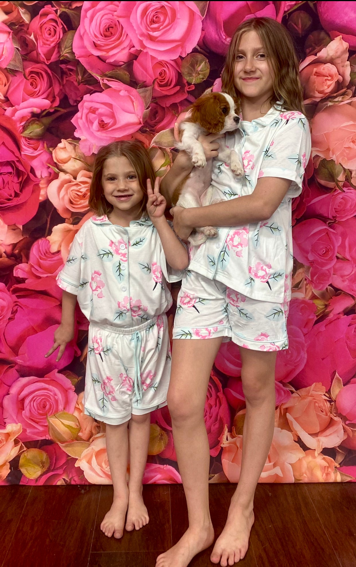Pink Rose Printed Pajama Set