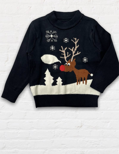 Kid's Red Nose Reindeer Knit Sweater